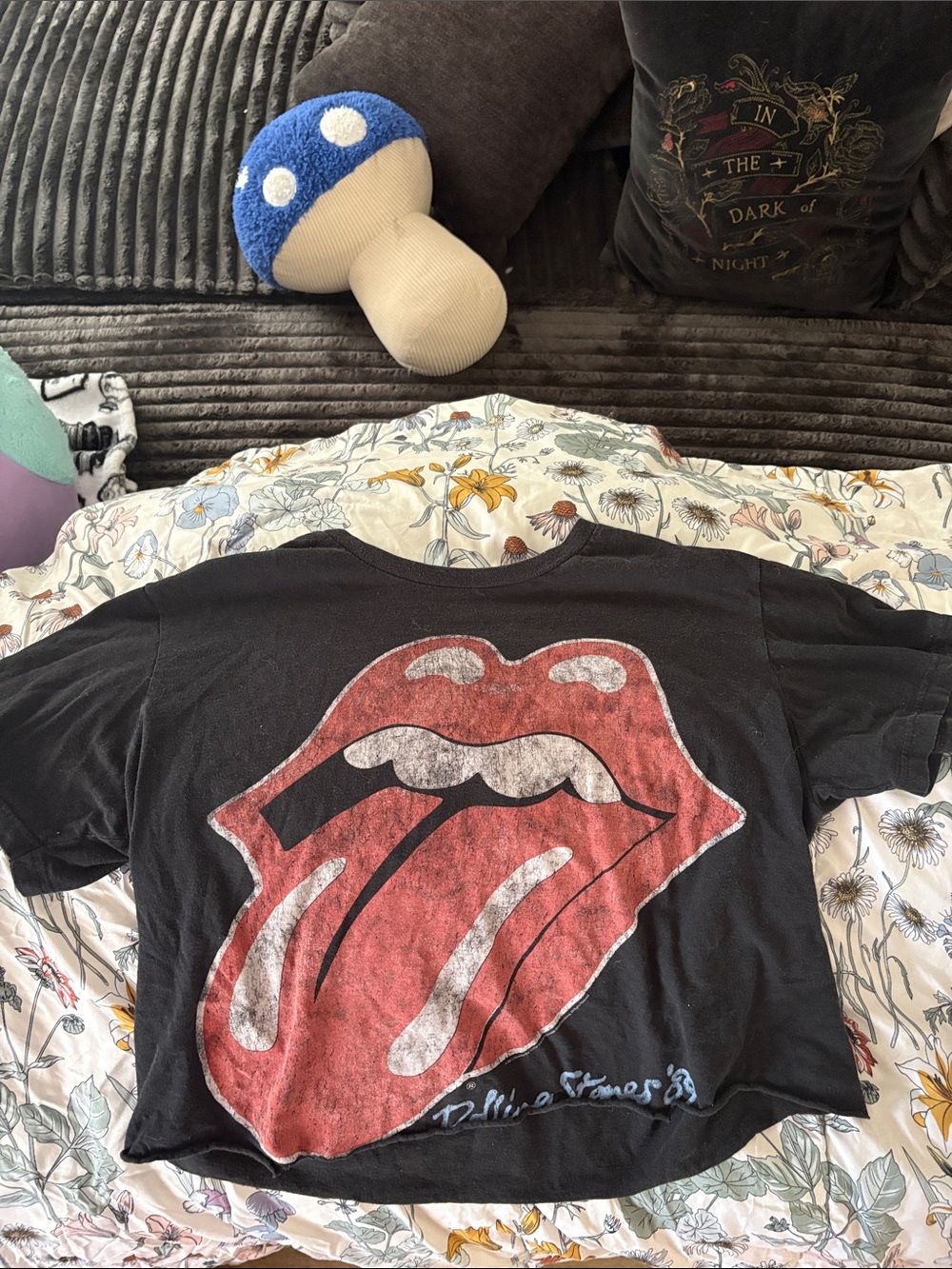 the Rolling Stones Black Tee with Red Tongue Graphic